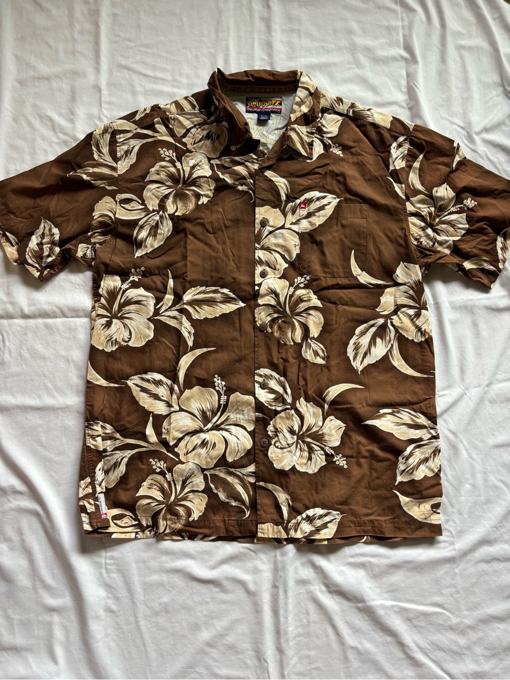 Quicksilver Men's Brown Aloha Shirt